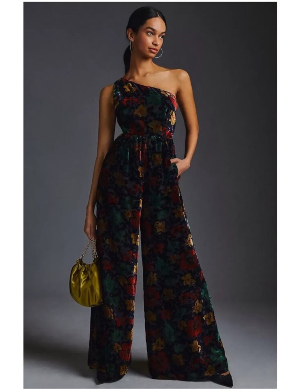 NWT Anthropologie Hutch One-Shoulder
Velvet Jumpsuit Size 4